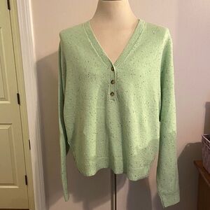 Lou & Grey Light Green V-Neck Sweater